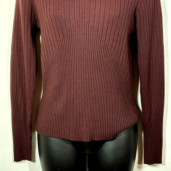 Brown Turtleneck Sweater Ribbed Bamboo Traders Women's Size Medium Retro Preppy - Picture 3 of 10